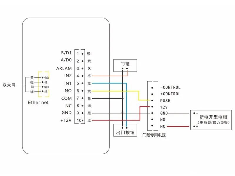 電插鎖和門(mén)禁一體機(jī)通用接線(xiàn)方式(圖4)
